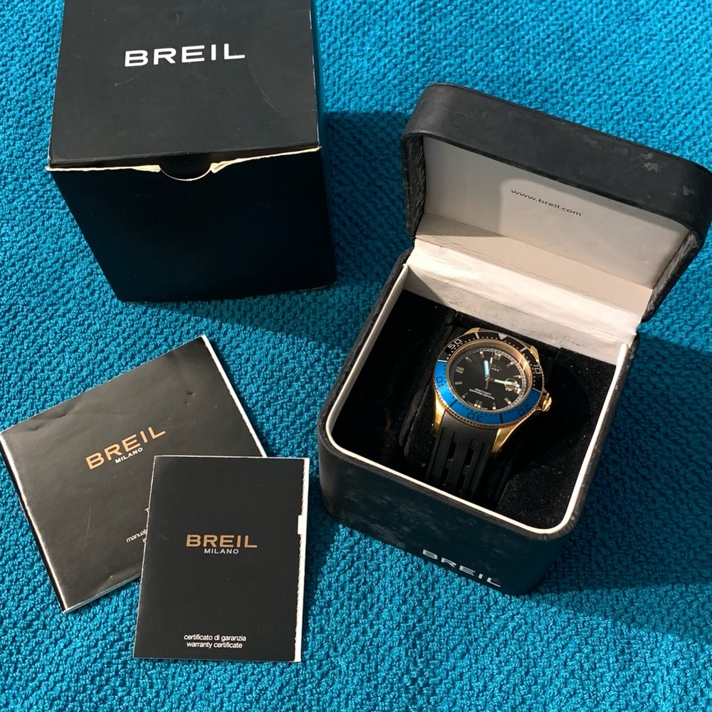 Breil Milano Black Face and Rose Gold Watch